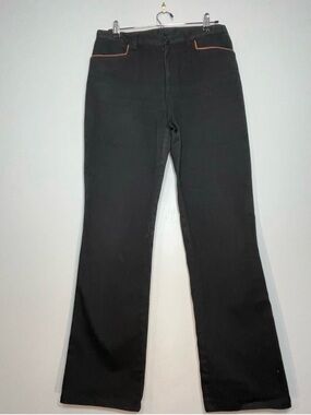 Ralph Lauren Women’s Black Cotton Pants with Faux Leather Trim